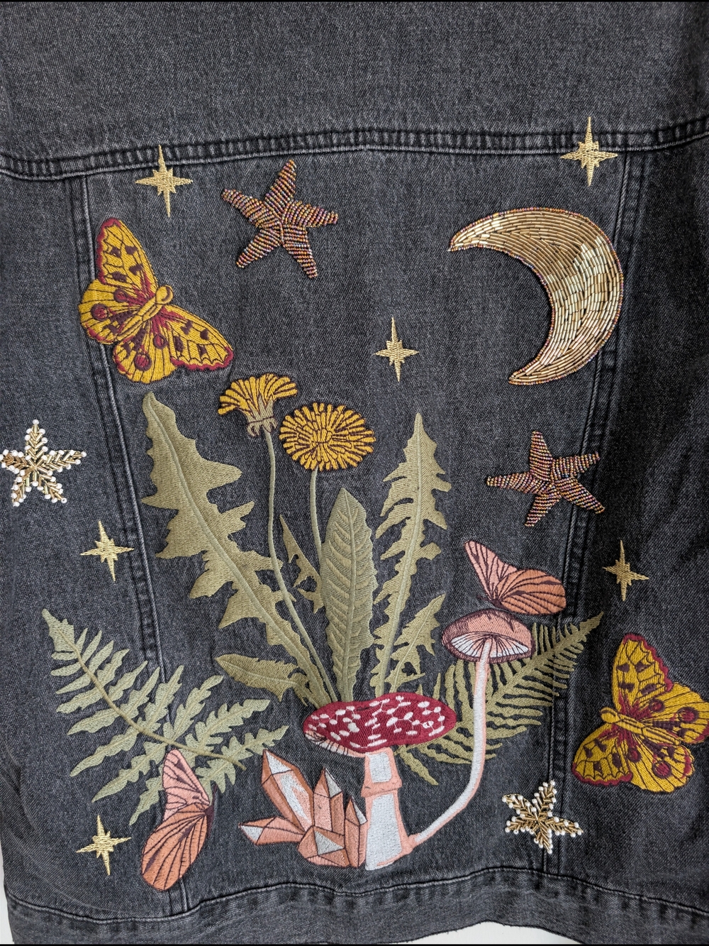 Free People Denim And Bone Mushroom And Moon Jacket - Picture 7 of 7